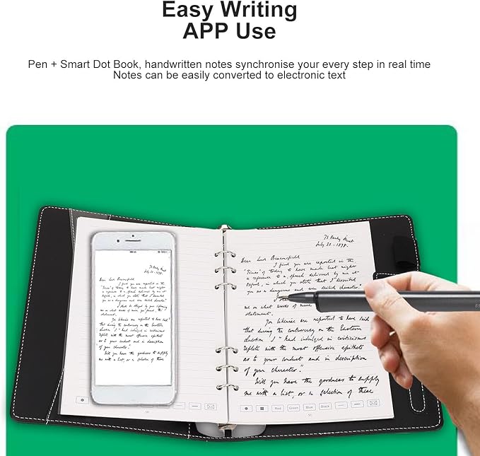 ASHATA Digital Smart Pen Notebook Set, Real Time Sync for Digitizing, Erasable Reusable Electronic Writing Pad App Connected, 64 Pages, for Work Notes Business Meetings