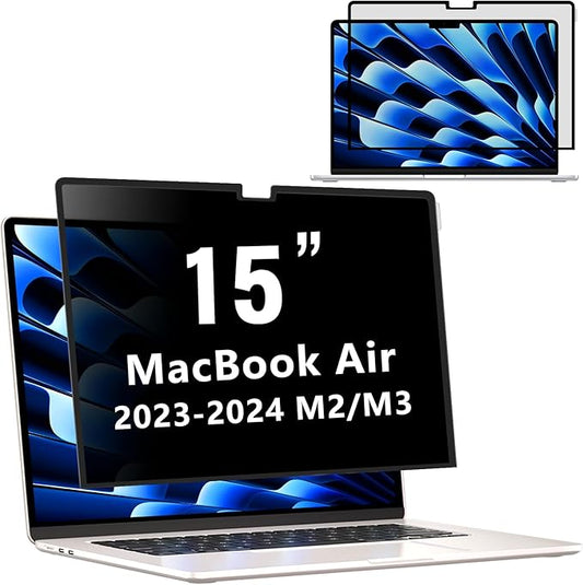 ZOEGAA MacBook Air 15 inch Privacy Screen (2023-2025), Privacy Screen MacBook Air 15 inch for M2, M3, M4, Pro, Max Chip, Removable 15.3 inch Laptop Anti-Spy Filter Anti-Glare Blue Ray Reduction