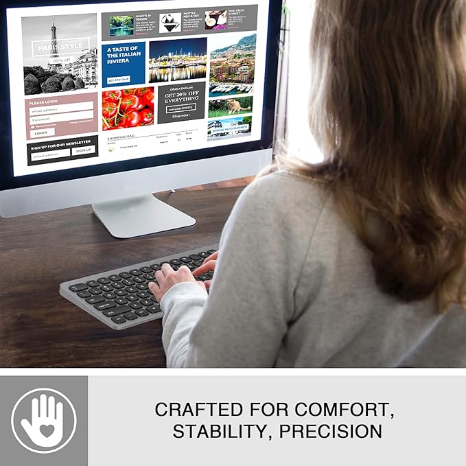 cimetech 2.4GHz Wireless Keyboard with Number Pad Full Size Design for Laptop Desktop PC Tablet, Windows iOS Android - Grey