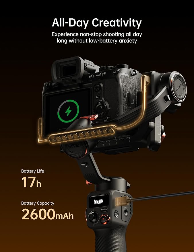 hohem iSteady MT2 Kit Gimbal Stabilizer for Camera, 3-Axis Gimbal for Mirrorless/Pocket/Action Camera/Smartphone, AI Tracker, Magnetic Fill Light Stabilizer, Available for Canon/Nikon/Sony