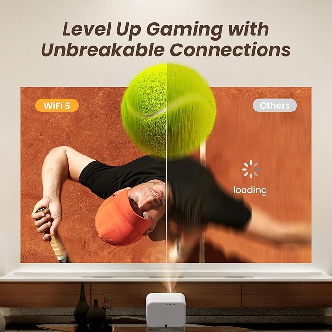 [Sound by JBL & Seamless Autofocus] Yaber 1080P Projector with WiFi 6 and Bluetooth, Portable Outdoor Movie Projector, Home Theater Projector for iPhone/TV Stick/HDMI/USB/Laptop/PS5-Gray