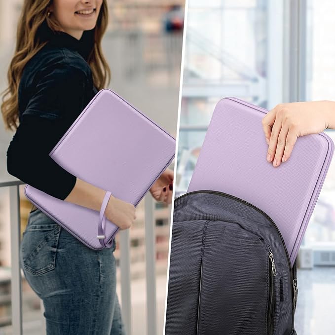 FINPAC 15.6-inch Hard Laptop Sleeve Case Compatible with 15.6 Inch Acer Aspire, Shockproof Computer Carrying Case for 15.6 Inch HP Dell Razer Samsung Laptop Chromebook (Lilac)