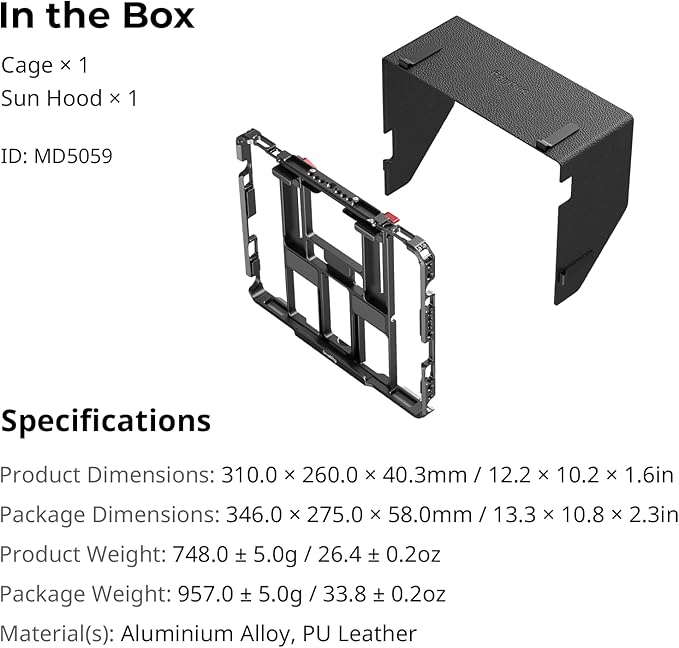 SMALLRIG Universal Metal Cage for iPad, Tripod Mount Adapter Monitor Fits for iPad Pro 12.9, Air, Mini and More, with 1/4"-20, 3/8"-16 Holes, Cold Shoe Mount - MD5059