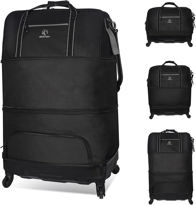 REDCAMP Expandable Foldable Rolling Duffel Bag with Wheels, Collapsible Suitcase Luggage Rolling Travel Bag Lightweight for for Women and Men, 60-130L