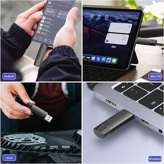 512GB USB C Flash Drive Dual USB 3.0 Flash Drive Type C + USB A Portable Type-C Flash Drive 2-in-1 USB-C Thumb Drive for Smartphone Tablet Computer Mac iPhone 16 Black