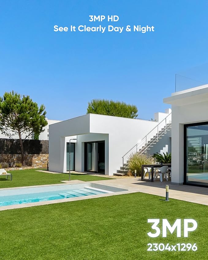 SANNCE 2K 3MP PoE Security Camera System, 8CH 6MP Surveillance NVR with 8 x 3MP HD Weatherproof Cameras with H.265 Video Compression, Smart IR LED, APP Push Alert, Remote Access