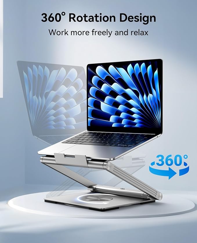 Laptop Docking Station Stand 4K@60Hz for MacBook Pro/Air M3/M4, Dell/HP/Surface/Lenovo/Chromebook, Laptop USB Hub Stand with HDMI, 3 USB, Ethernet, PD 3.0, Adjustable Dock with 360° Rotate Base