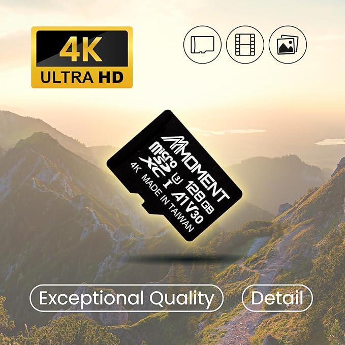 MMOMENT 128GB Micro SDXC Card, MM13 Jolly, A1, UHS-I, U3, V30, Class 10 Compatible, Read Speed Up to 100 MB/s,Write Speed Up to 40 MB/s, SD Adapter Included