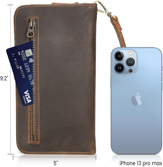 Polare Full Grain Leather Family Travel Passport Wallet and Documents Organizer RFID Blocking Case Holder Fits 6 Passports for Men and Women