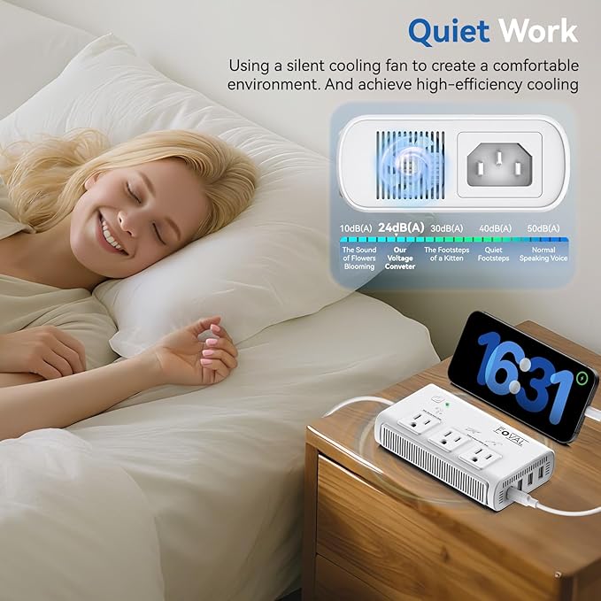 220V to 110V Travel Voltage Converter, FOVAL 2000W International Power Converter for Hair Dryer, Straightener/Curling Iron with 4-Port USB (1 USB C), Step Down Transformer for US/EU/UK/AU/Italy/India