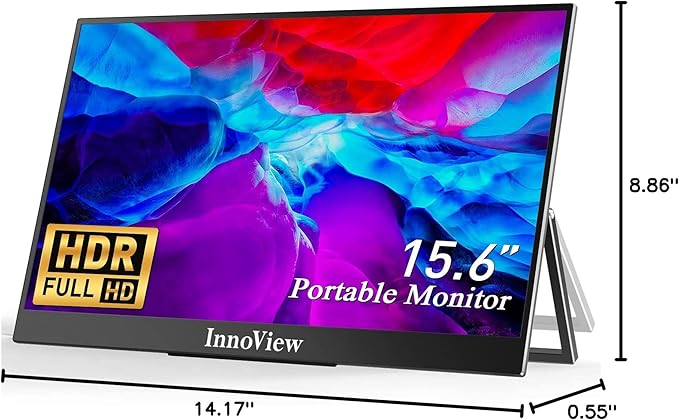 InnoView Large Portable Monitor 23.8inch FHD 1080P 144Hz USB-C, HDMI Computer Display HDR 100% sRGB IPS Gaming Monitor W/180°Adjustable DC Eyes Care Stand for Laptop PC MAC Phone PS4 Xbox Switch
