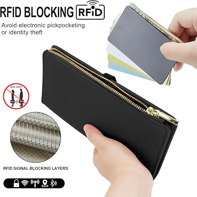 DOB SECHS Leather Passport Holder, RFID Blocking Passport Wallet Credit Cards Case for Women, Travel Accessories Organizer Pouch Bag with ID Window+Zippered Cash Pocket+SIM Slots, Red