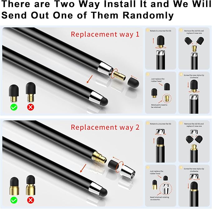 10 PCS Stylus,Stylus Pen for Touchscreen,Stylus 2-in-1 High Sensitivity & Precision Suitable for Touch Screens of iPhone/ipad/Android Tablets(10 Stylus Pen Gold/Black + 20 Tips)