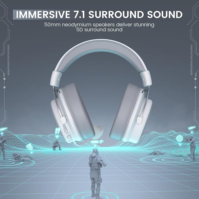 EKSA USB Gaming Headset for PC, Computer Headphones with Detachable Noise Cancelling Microphone, 7.1 Surround Sound, 50MM Driver, Wired Headset with Mic for PS4/PS5, Xbox One, Laptop, Work