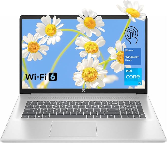 HP 17.3" Touchscreen Laptop, 8-Cores Intel Core i3-N305, 32GB RAM, 128GB eMMC + 2TB SSD, Numeric Keypad, Webcam, HDMI, Wi-Fi 6, Windows 11 Home, Silver