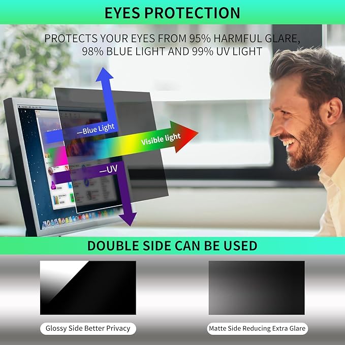 34 Inch Curved Computer Privacy Screen Filter for 21:9 Widescreen Computer Monitor Screen Protector Computer Screen Privacy Shield Anti Glare and Blue Light