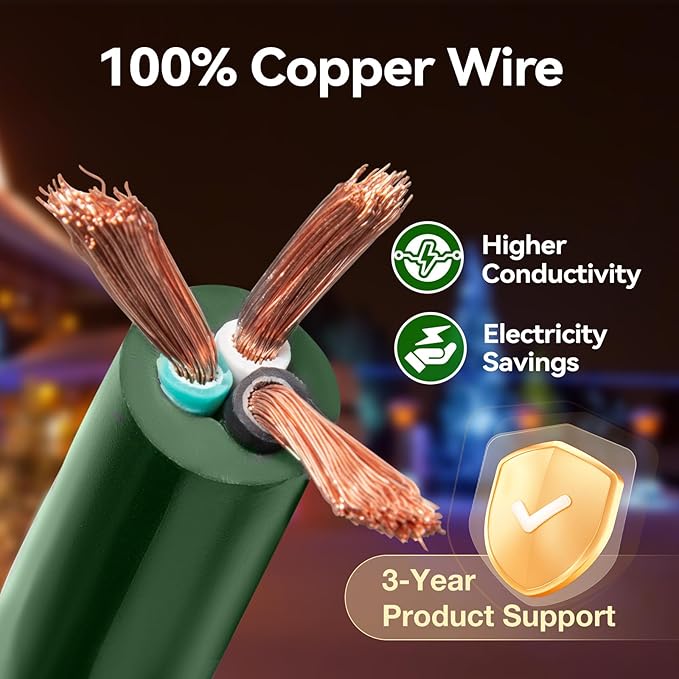 addlon 50FT Outdoor Extension Cord with Mutil Outlets Evenly Spaced 6 Outlets 16/3 SJTW Weatherproof Power Cable for Indoor Outdoor Halloween And Christmas Decorations with Indicator Lights ETL Listed