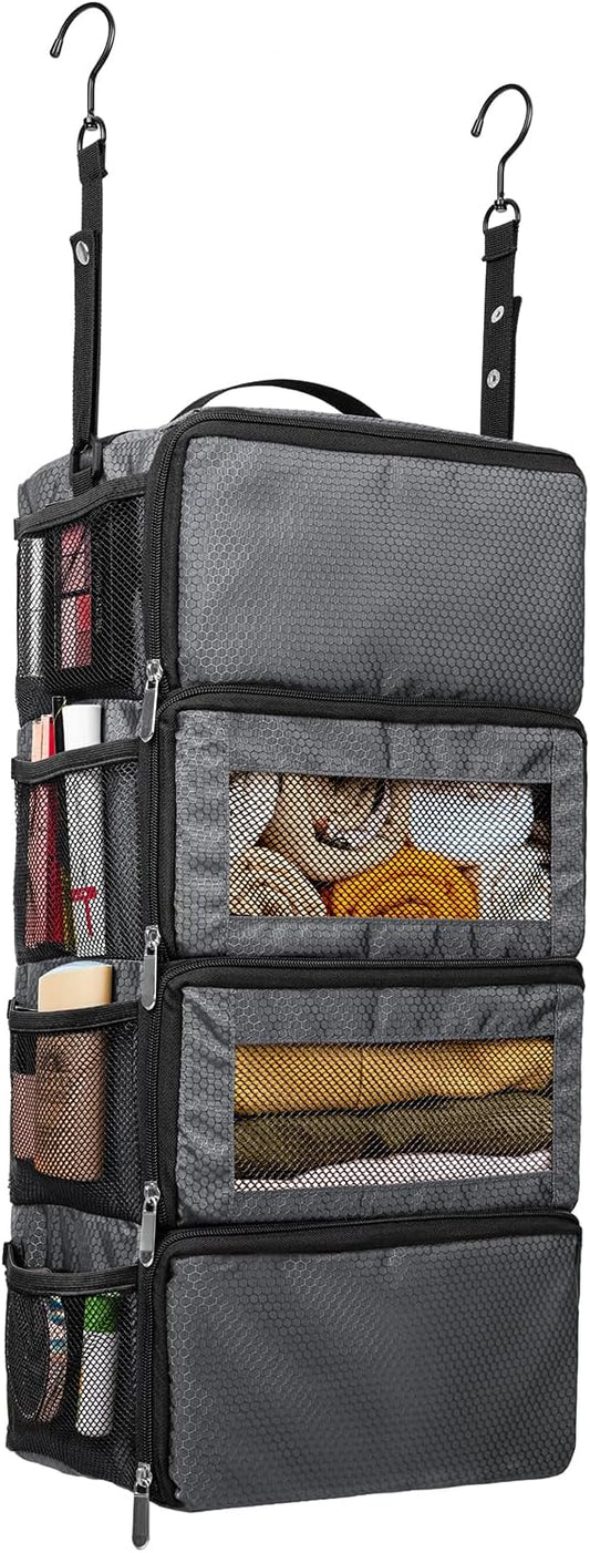 Suitcase Organizer, Travel Luggage Organizer Hanging Shelves Packing Cube Closet/Collapsible Portable Travel Organizer for Carry-on