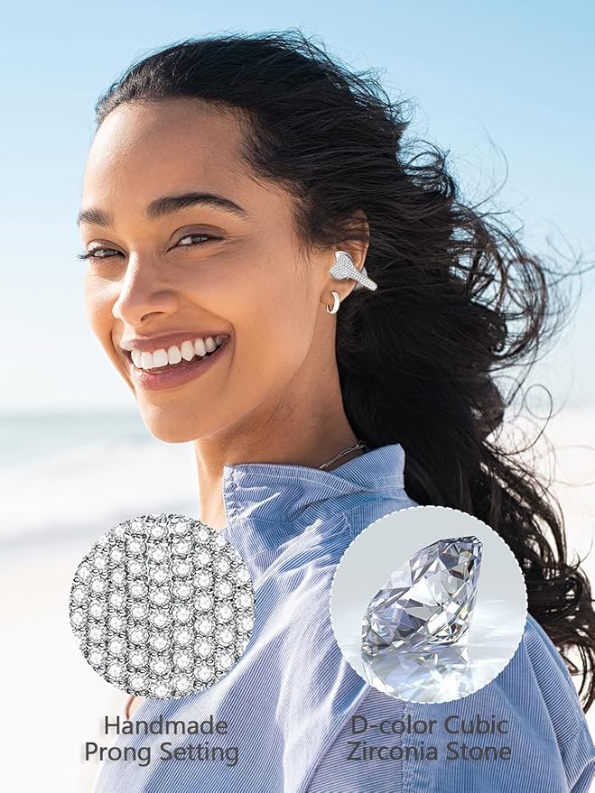 JewelPods C01 Wireless Earbuds,Open Ear Earbuds Jewelry-Inspired Designs Metal Clip-on,Excellent Spatial Audio,Sweat and Water Resistant,72H Play,White Gold