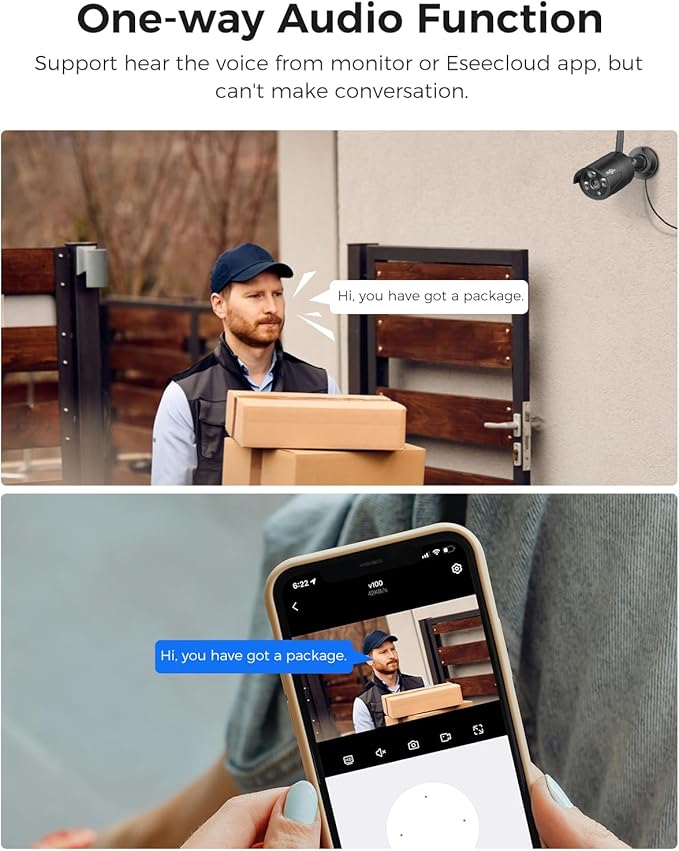 Hiseeu [16CH Expandable] 2.4G/5G Wireless Pro Security Camera System, 10.1" LCD 8MP Monitor, Wired Plug-in Powered 4Pcs 5MP Outdoor Indoor Cameras, One-Way Audio, Waterproof, Motion Detection, 1TB HDD