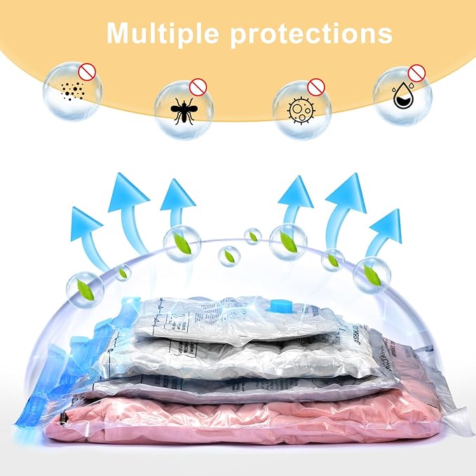 Travel Vacuum Bags Combo 6 Pack - Space Saver Vacuum Storage Bags for Clothing and Luggage