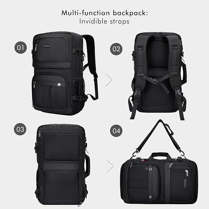 WITZMAN Carry on Travel Backpack for Men Women Laptop Backpack with USB Charging Port Airline Approved(B683 Classic Black)