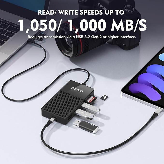 All-in-One Portable SSD 1TB, Up to 1050MB/s, USB-C External Solid-State Drive with Multi-Port USB 3.2 Hub and SD/TF Card Reader. Docking Station with iPhone 17/PC/Laptop/Mac/Windows/Android/iOS.