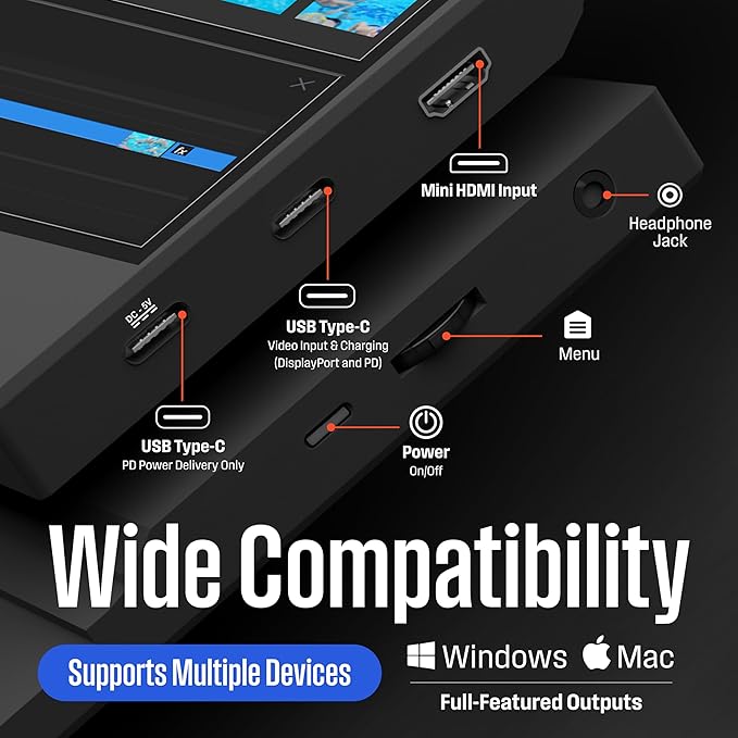 Westinghouse 15.6 Inch Portable Monitor for Laptop & Travel, 1080p, 60Hz, IPS Display, Full HD Screen with Magnetic Protective Cover, Built in Speakers, 1x Mini HDMI, 1x USB Type-C