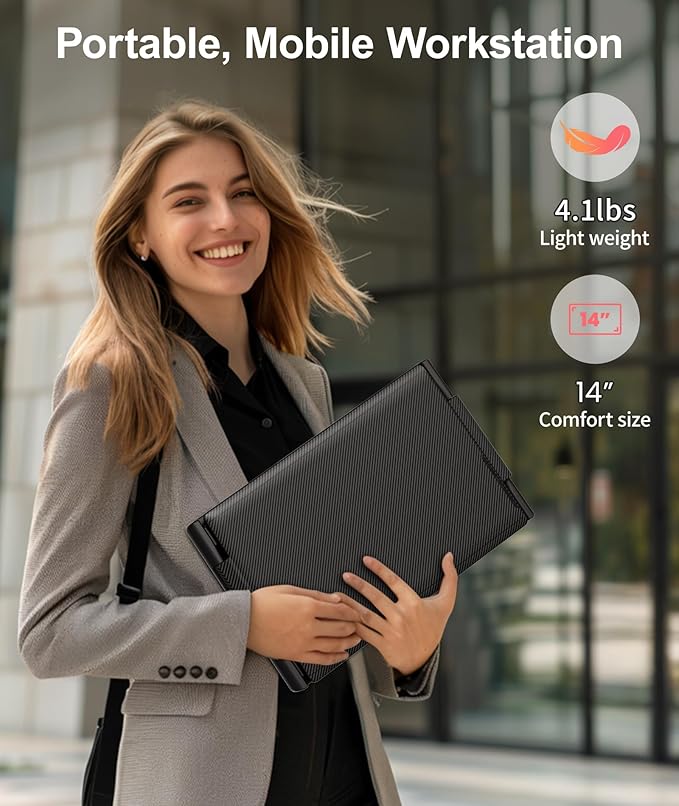 Laptop Screen Extender, 14" FHD 1080P Triple Portable Monitor, Plug & Play Screen Extender, Auto Adjust Width Dual Monitor for 13" - 17" Laptops, Compatible with MacOS/Wins/Chrome/Dex