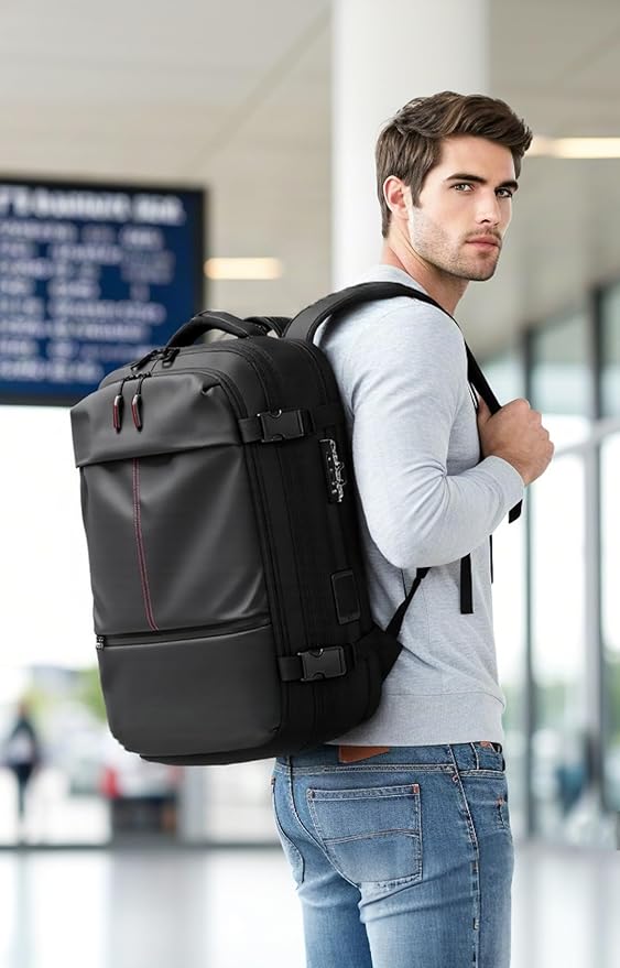 Vacuum Seal Backpack Travel with Built-in Pump 80L Expandable Travel Backpack with Vacuum System, TSA Lock Water Resistant Carry-On Backpack