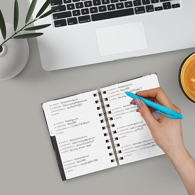 PLANBERRY Password Book Premium – Small Internet Address Organizer with A-Z Tabs – Pocket Website Password Keeper with Alphabetical Tabs – 4.7x5.7″, Hardcover (Onyx Black)