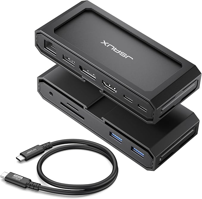 JSAUX USB-C Laptop Docking Station, 11-in-1 Dock with 8K@30Hz HDMI and DP, 100W PD, USB C and 3 USB A, Gigabit Ethernet, 3.5mm Audio, SD/TF Reader Compatible with Steam Deck, MacBook,ROG Ally-HB1101
