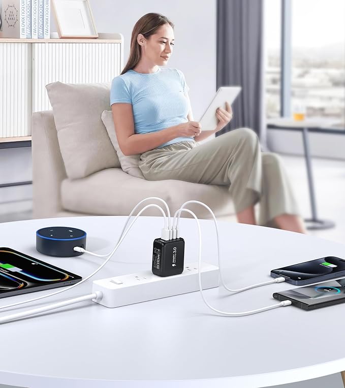 [2-Pack]50W USB C Wall Charger Block, 5-Port C Charger Fast Charging Block PD Power Adapter +QC 3.0 Multiport Type C Box Brick Cube USB A Wall Plug for iPhone 14/15/16/17 Pro Max,Samsung Galaxy(Black)