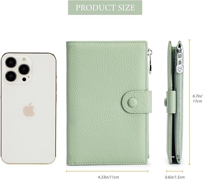 RFID Blocking Passport Wallet for Women, Slim Leather Passport Holder, Compact Travel Wallet with Zippered Coins Pocket and SIM Slots, Ladies Passport Cover