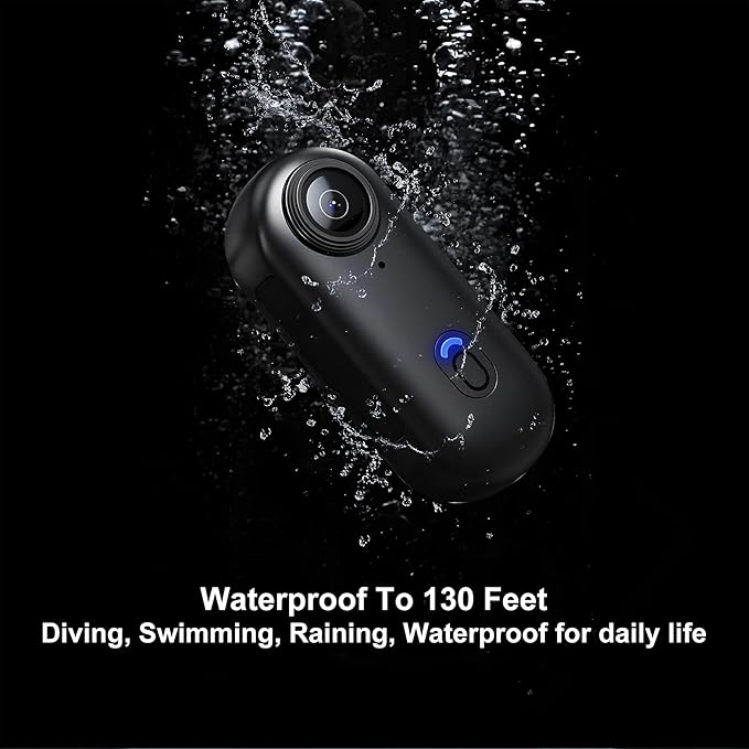 4K Thumb Action Camera | 128G Sports Camera for POV Photoshooting: Waterproof Sports Camera The Size of a Thumb Suitable for Running Cycling Swimming Hiking Adventure Etc (White)