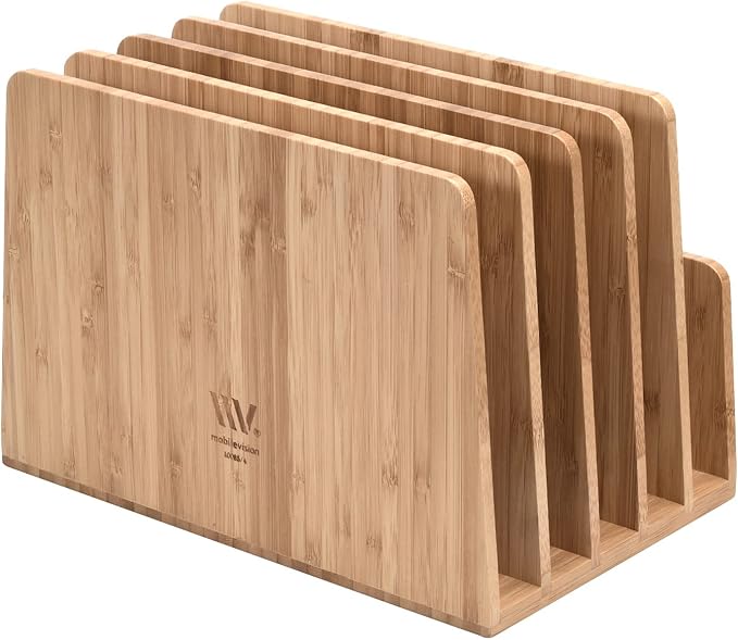 MobileVision Bamboo Multi Device Organizer for Smartphones, Tablets and Laptops, 5 Slots