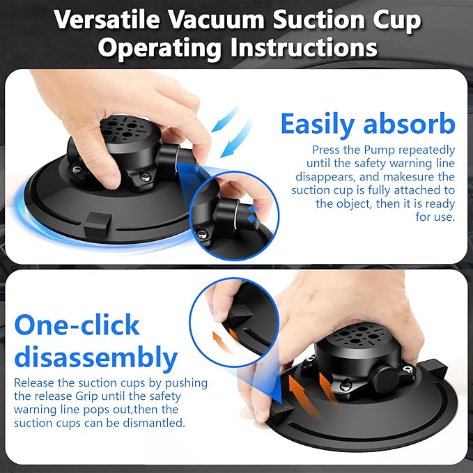 6" Camera Suction Cup Mount with Ball Head Magic Arm,Quick Release Metal Vacuum Suction Cup Mount Car Windshield Dash Mount for Action Camera/Phone Holders with 1/4",1/8" Holes(Black)