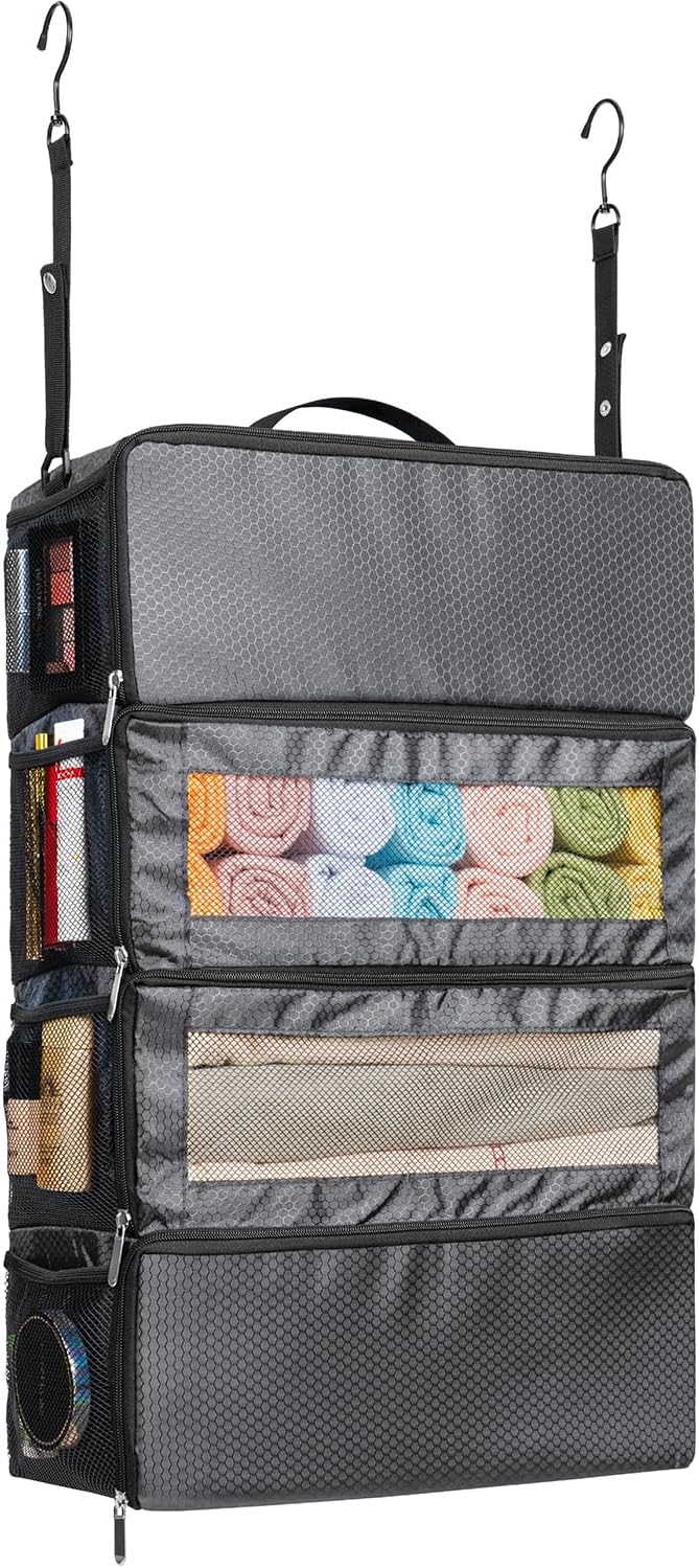 Suitcase Organizer, Travel Luggage Organizer Hanging Shelves Packing Cube Closet/Collapsible Portable Travel Organizer for Carry-on