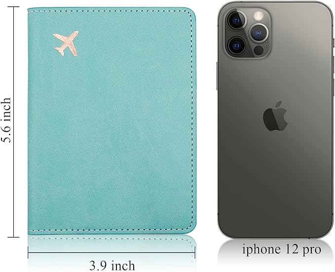 Deziliao Passport Holder,Passport Holder Card Slots, Passport and Vaccine Card Holder Combo, Cute Passport cover for Women and Men, with Waterproof Rfid Blocking, Passport Travel Wallet(Aqua Green)