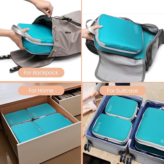 Cambond Compression Packing Cubes for Travel Women - Travel Bags Luggage Organizers Travel Essentials Compression Cubes for Travel Carry on Suitcases Organizer