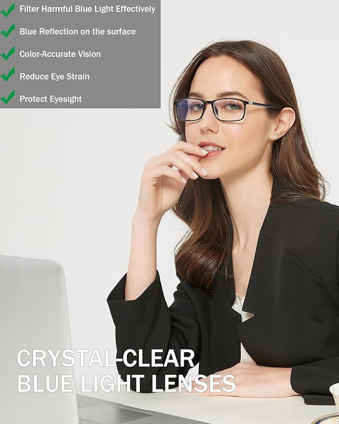 Professional Reading Glasses for Men/Women, Blue Light Blocking Computer Readers with Spring Hinges for Glare and UV Protection