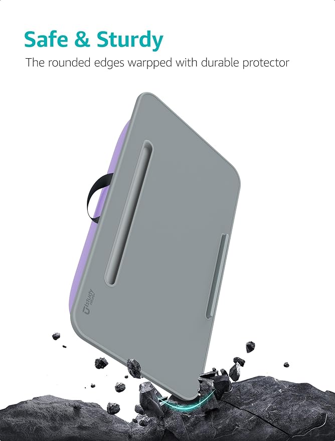 Istudyniture Lap Desk | Portable Laptop Desk & Stand – Fits Up to 17 inch – Washable Cushion, Built-in Phone Holder – for Bed, Couch, Sofa, Floor – Writing, Reading, Home Office – Large, Purple