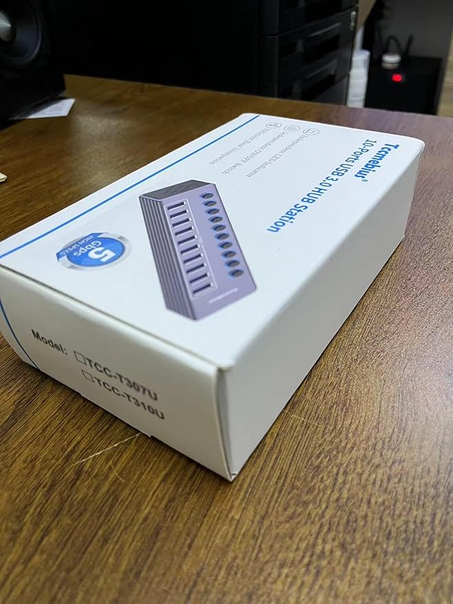 Powered 10-Port USB 3.0 Hub, USB C to 10 Ports USB Data Hub Splitter with Individual LED On/Off Switche, 3.3FT Cable, 12V/3A Power Adapter, for Laptop MacBook Pro/Air PC (Aluminum Gary)