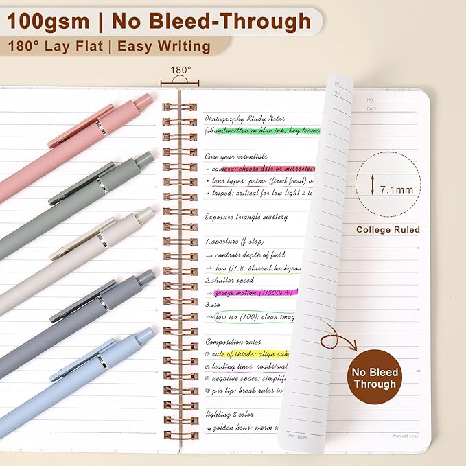 Stationery Set for Women, Journaling Kit, 3PCS A5 Spiral Notebooks, Gel Pens, Steel Bookmark, Sticky Notes & Tabs, Gift Box - Aesthetic Gift Set for Work Students School Office Supplies