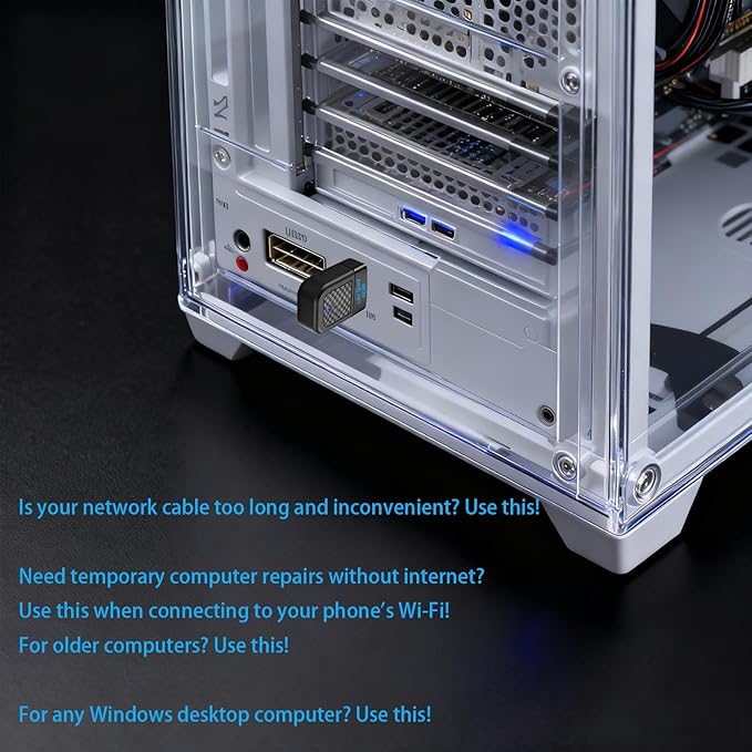 USB WiFi Adapter for Desktop PC, 2.4G 5.8G Wireless WiFi Adapter for Laptop, Wireless Network Support Windows 11/10/8/7/Xp, USB Dongle for PC