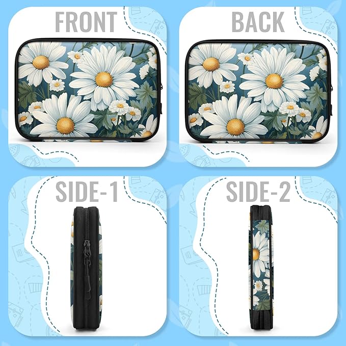 Daisy Flowers Electronics Travel Organizer Case, Tech Accessories Cable Storage Bag for Cords, Charger, Phone, Hard Drive