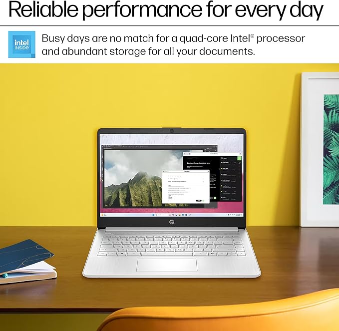 HP 14" Laptop 2025 Business Student Slim Computer, Lifetime MS Office, Copilot AI, Quad-Core Intel CPU, 16GB RAM, 628GB Storage (128GB UFS+500GB Ext), MarxsolAccessory, Wi-Fi 6, Win 11 Pro, Silver