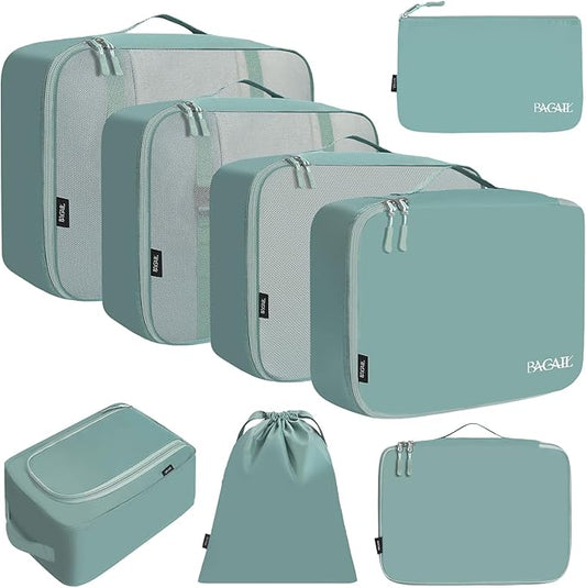 BAGAIL 8 Set Packing Cubes Luggage Packing Organizers for Travel Accessories (Dusty Teal)