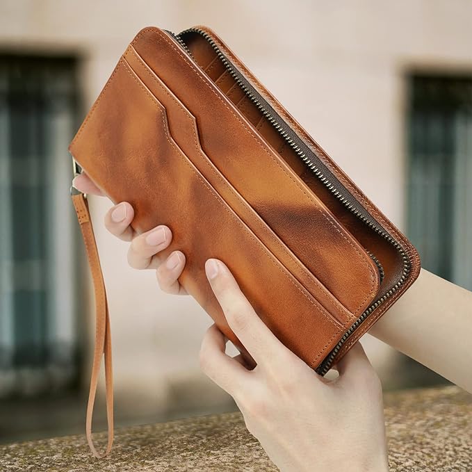 Polare Full Grain Leather Family Travel Passport Wallet and Documents Organizer RFID Blocking Case Holder Fits 6 Passports for Men and Women