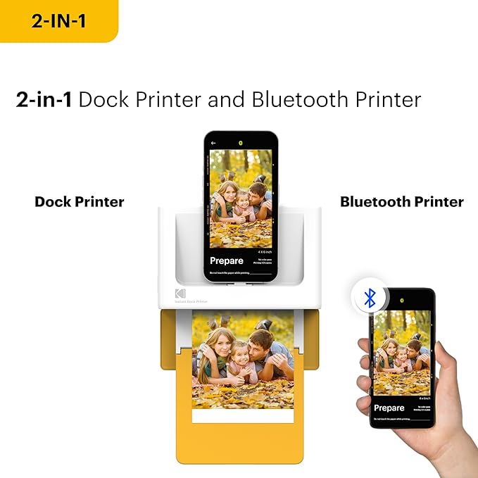 KODAK Dock Plus 4PASS Instant Photo Printer, 4x6 inches, 50 Sheets Bundle